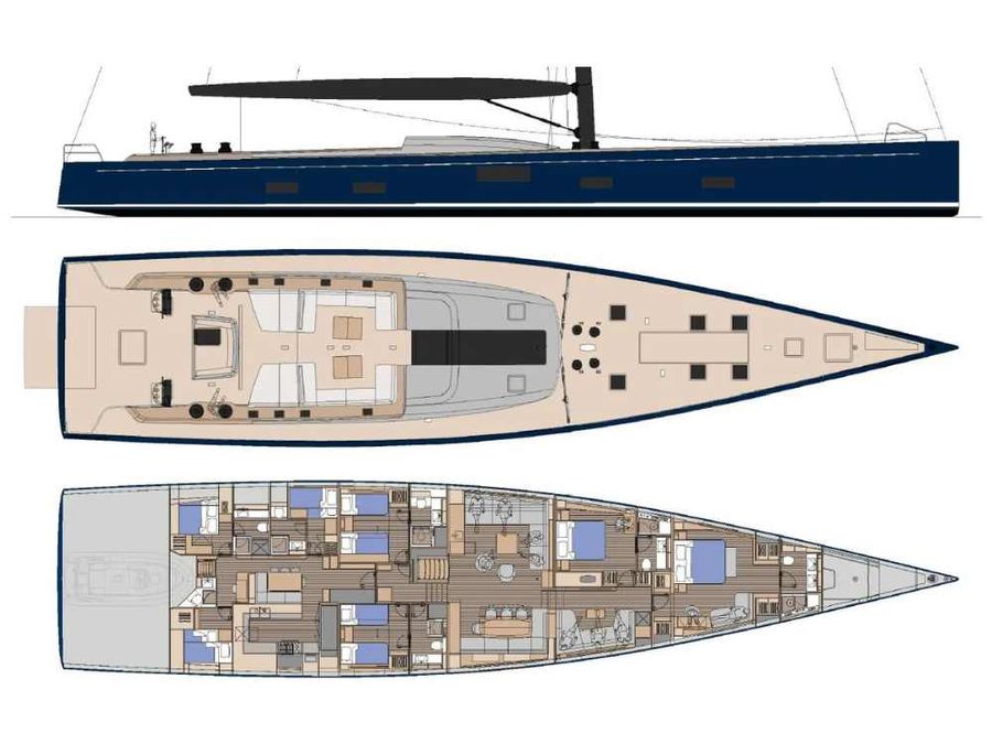 Layout of the SW123-Southern Wind understands that a yacht of this calibre needs to feel like a home at sea, whether crossing the Paciic or enjoying a weekend escape