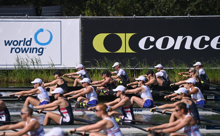 Kiwi Four crew in action during the world championship regatta