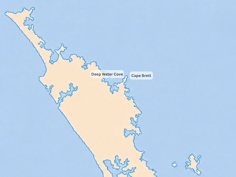 Map - Cape Brett and Deep Water Cove