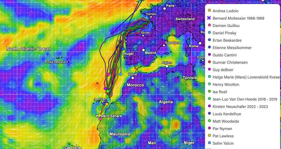 Map with wind indications