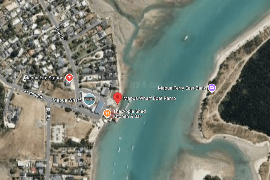 Google Maps View of the Location of the Existing Mapua Boat Ramp
