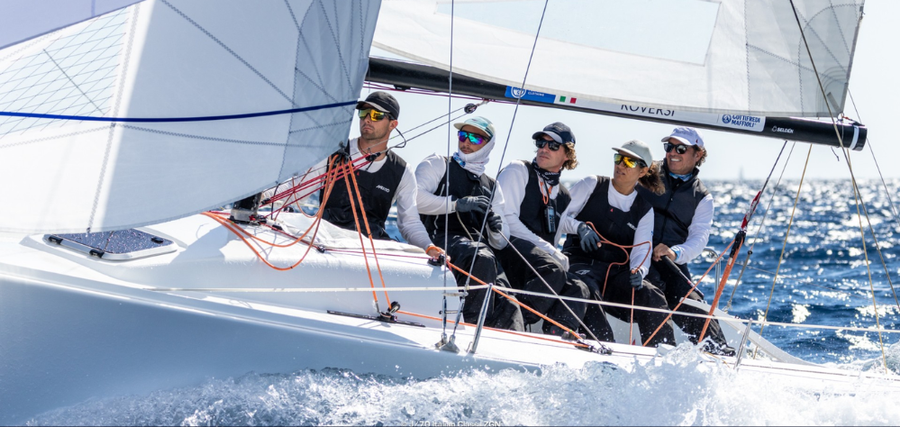Mauro Roversi’s J-Curve racing off Porto Cervo, where the crew secured the Italian J70 title on countback.