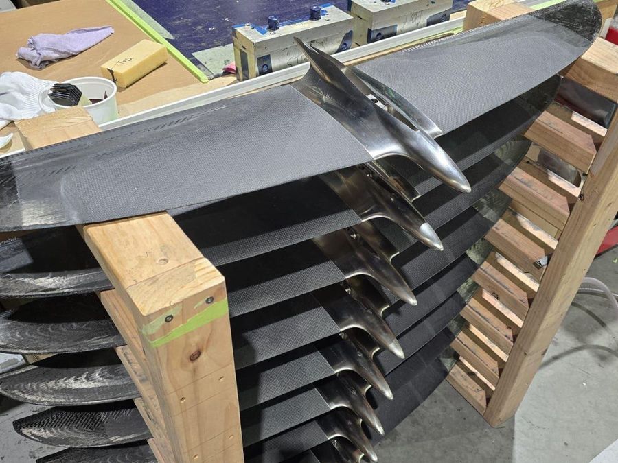 New high speed rudders and rudder elevators for the F50’s almost completed Photo credit Russell Coutts