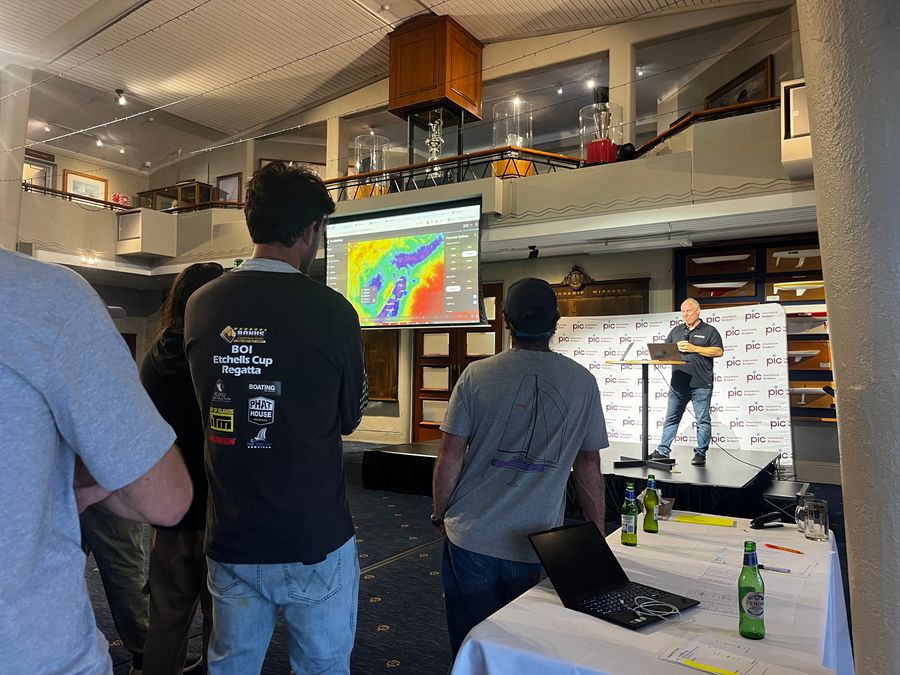 Nick Olson working through the PredictWind forecasting.