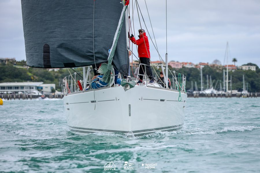 Nirvana, Nigel Hendy's Dufour 45e Performance, at the start of the 2026 Roy McDell Yacht Race.