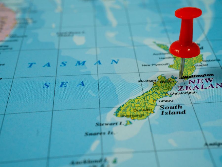 Off the west coast of New Zealand, the Tasman Outflow carries water down and west into the Indian Ocean