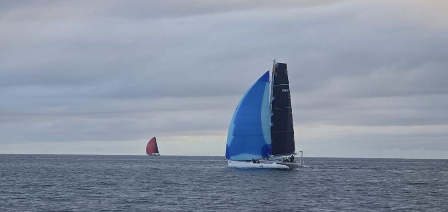 On the last morning of the 2025 Doyle Sails Cavalli Islands Yacht Race, a view from Motorboat III across to Ocean's Tribute and further out to Equilibrium