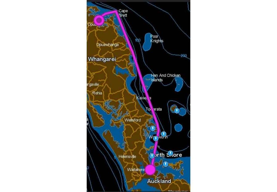 PIC Coastal Classic - Starts at Waitemata Harbour and Finishes in Russell. Image credit: Naviocs a service by Garmin.