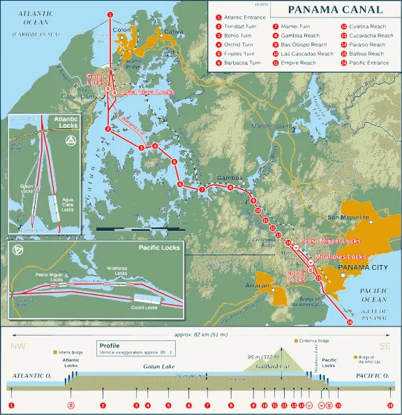 Map of the Panama Canal. Photo credit: wikipedia.org
