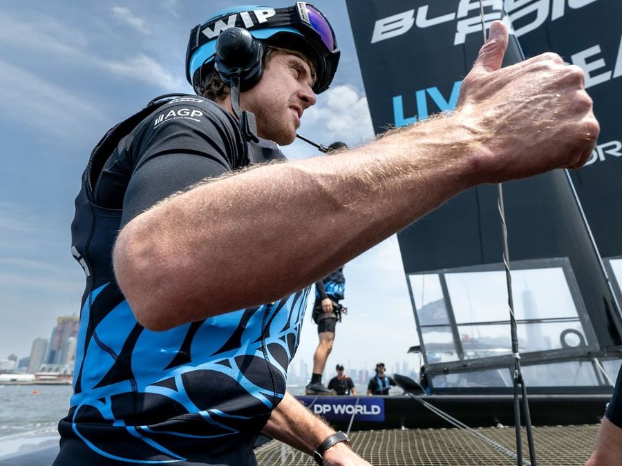 Peter Burling New York SailGP 2025. Photo credit Black Foils