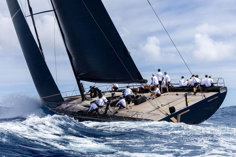Photo Credit // V, racing in the 2025 Regatta by Royal Ocean Racing Club / Sevenstar Yacht Transport found on Southern Spars Facebook page