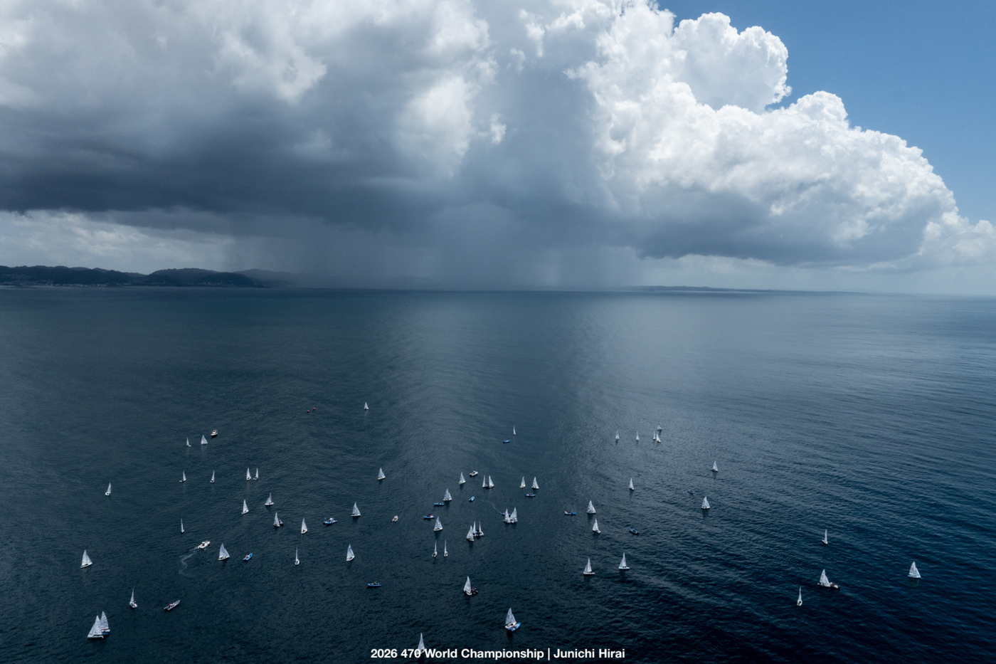 Windless opening day leaves 470 Worlds fleet waiting in Enoshima, 12 August 2026
