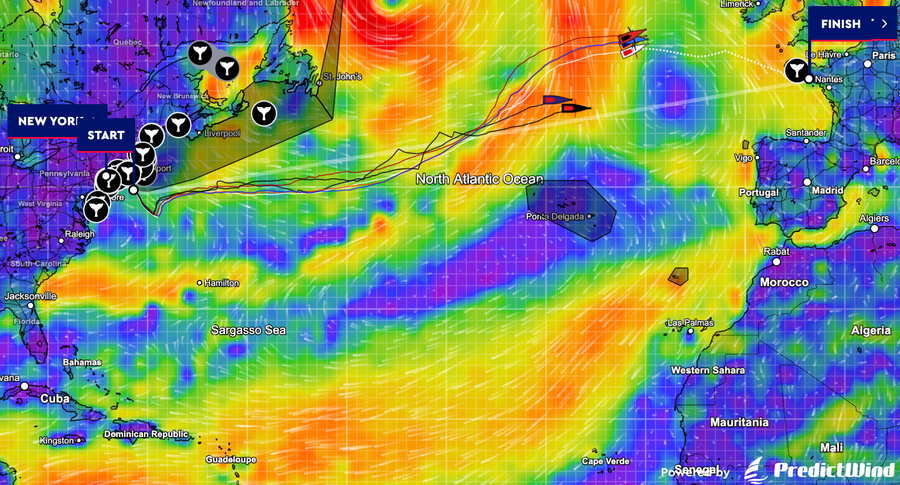 PredictWind wind forecast with overlay of the yachts, 09 September 2026
