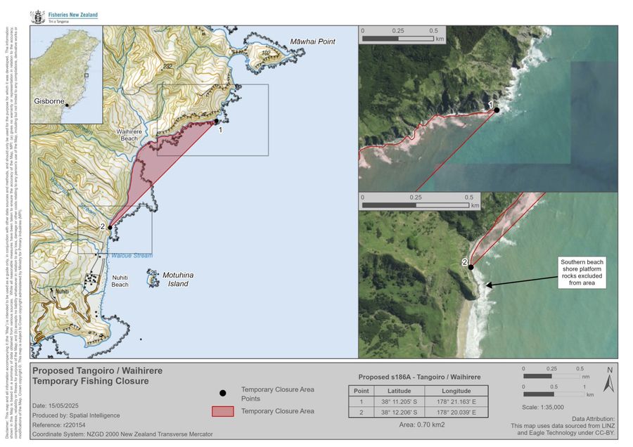Proposed Tangoiro Waihirere tempotary fisheries closure May 2025. Photo credit- MPI