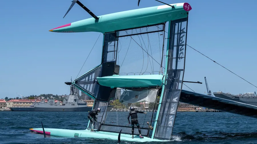 American F50 was being towed to the racecourse when it capsized