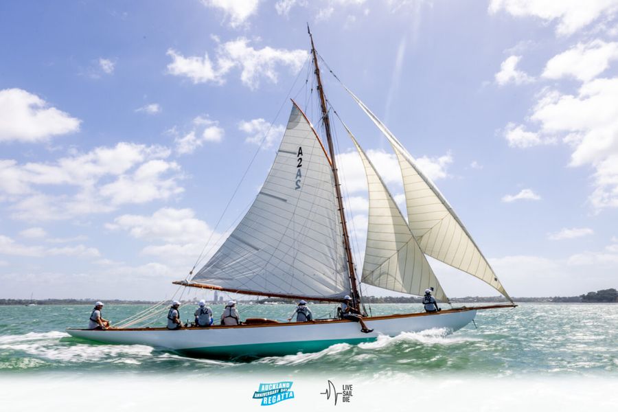Rawhiti racing in the Keelboat Harbour Race in the 2025 Auckland Anniversary Regatta. Monday 27 January. Photo: Suellen Hurling / Lvie Sail Die