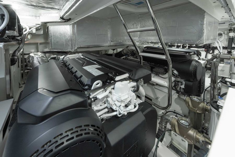 Riviera 4600 Sport Yacht Platinum Edition Engine Room. Image credit: Riviera.com