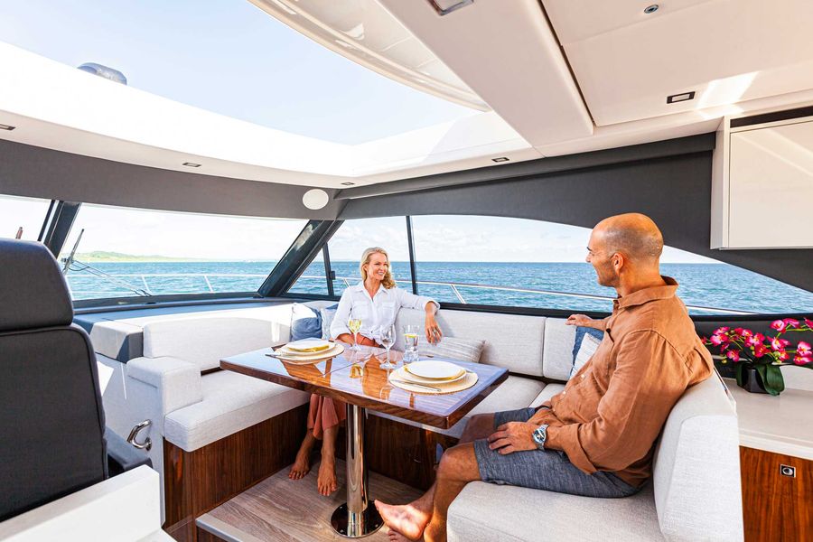 Riviera 4600 Sport Yacht Platinum Edition Interior Lifestyle Image credit: Riviera.com