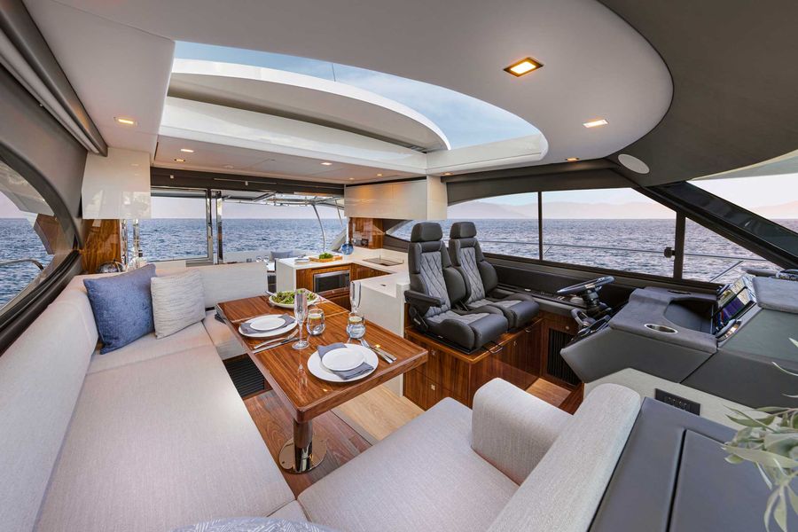 Riviera 4600 Sport Yacht Platinum Edition Saloon. Image credit: Riviera.com