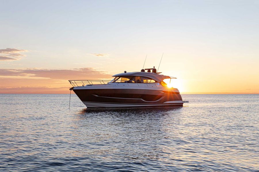 Riviera 4600 Sport Yacht Platinum Edition Basking in the sunset. Image credit: Riviera.com