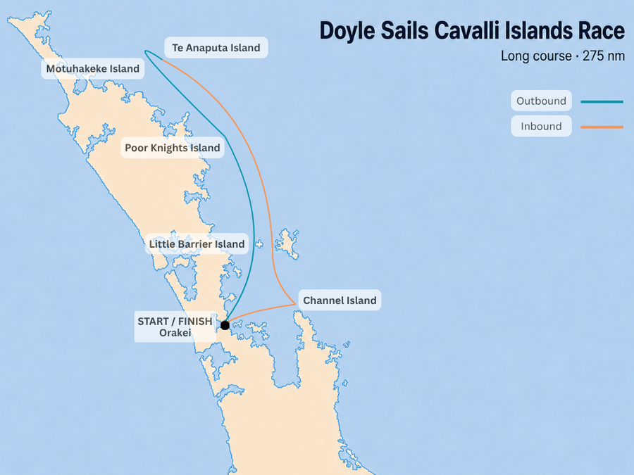 Route of the Doyle Sails Cavalli Island Race
