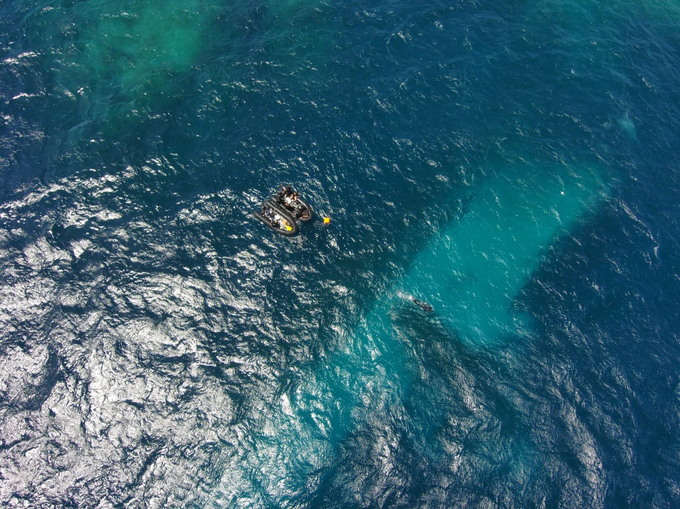 Imagery taken of the HMNZS Manawanui off the Southern Coast of Upulo by UAS operator, Security Force AC Jese Somerville