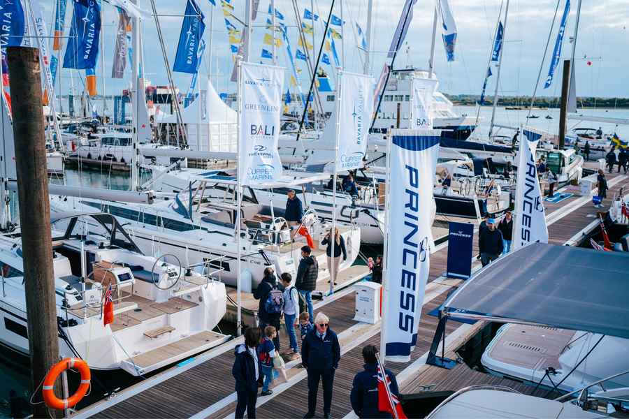 Boats moored in the marina