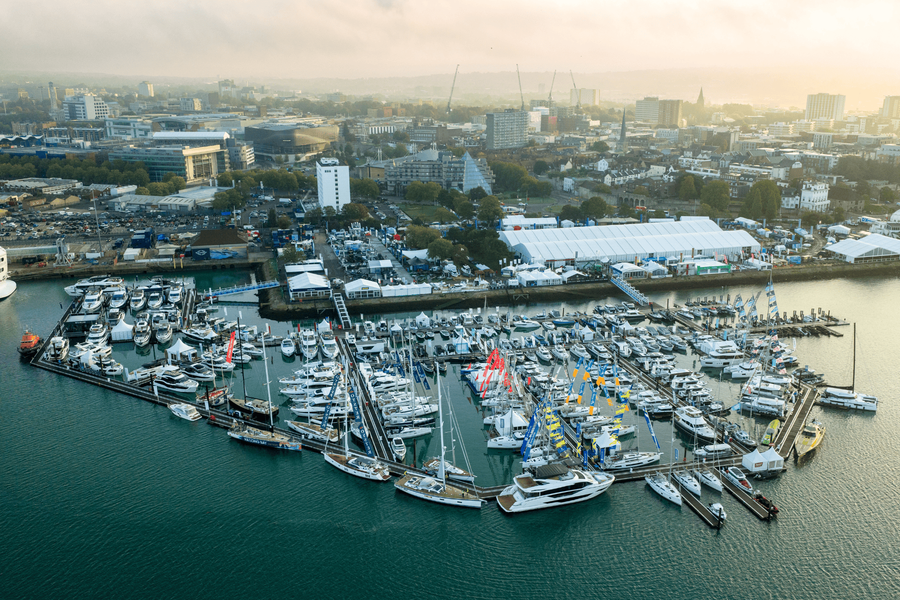 A view across the marina at the Southampton show