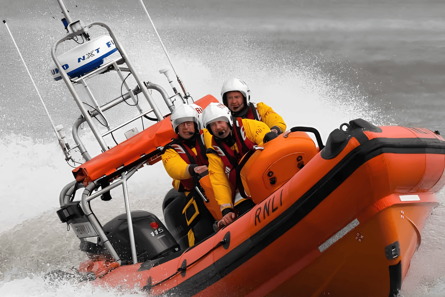 An RNLI boat on patrol