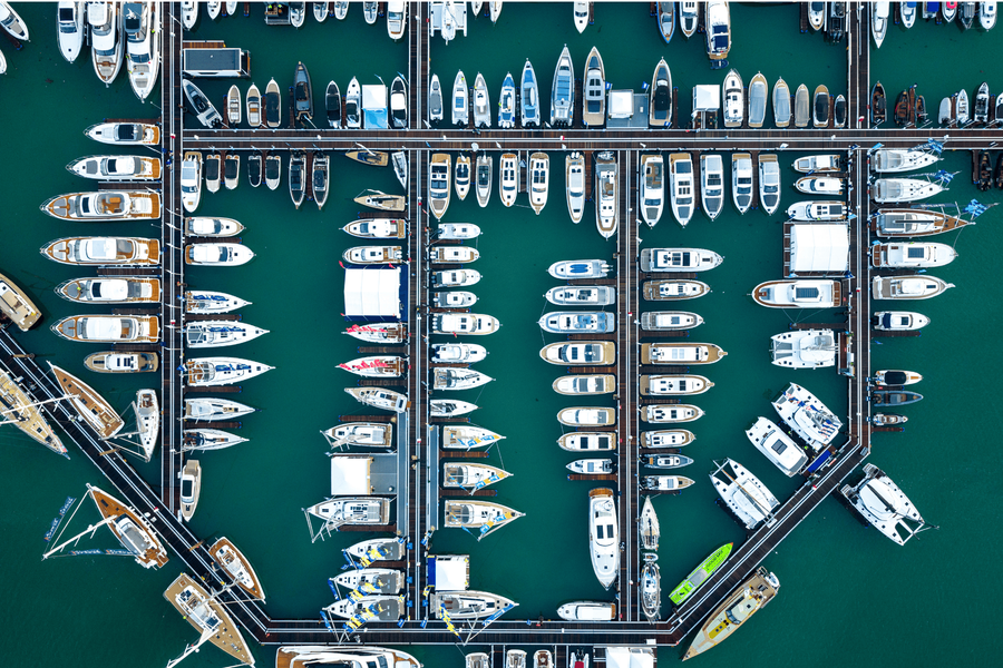 Boats lined up in the marina