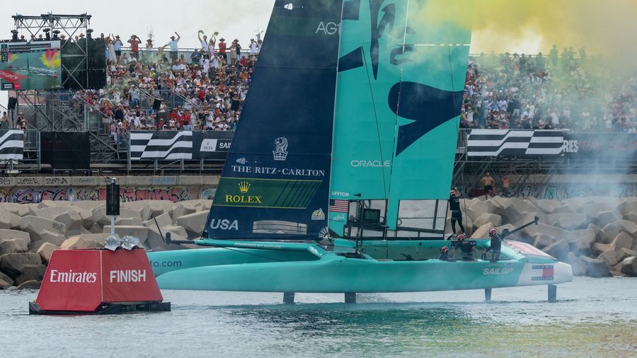 The United States crew crosses the finish line in Valencia, 2026 season