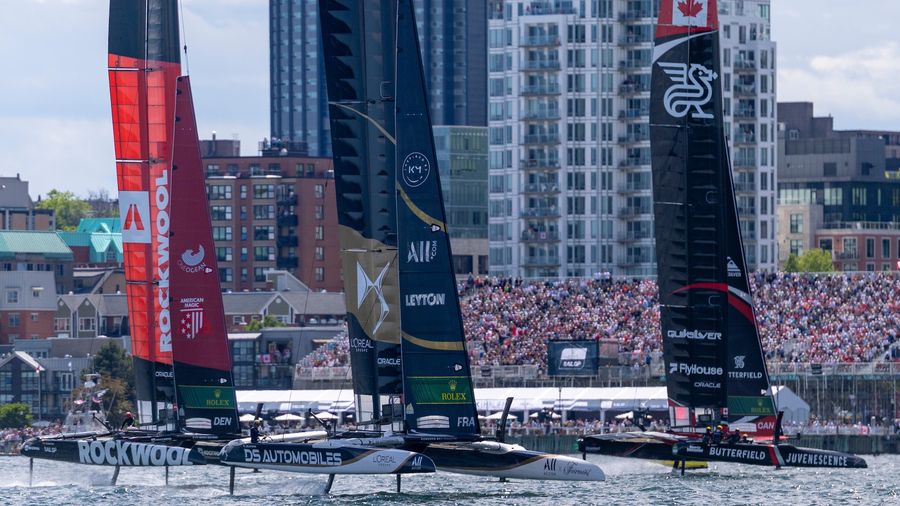 NorthStar, France and Rockwool race past the Halifax grandstand during the 2026 season.