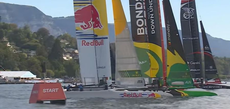BONDS Flying Roos lead every mark as Black Foils come from last to fourth. SailGP Geneva 2026 B3.