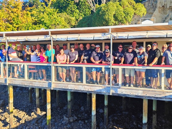 Sailors and supporters enjoying the southern hospitality of Akaroa Yacht Club at the finish of the 2025 Wellington to Akaroa Yacht Race