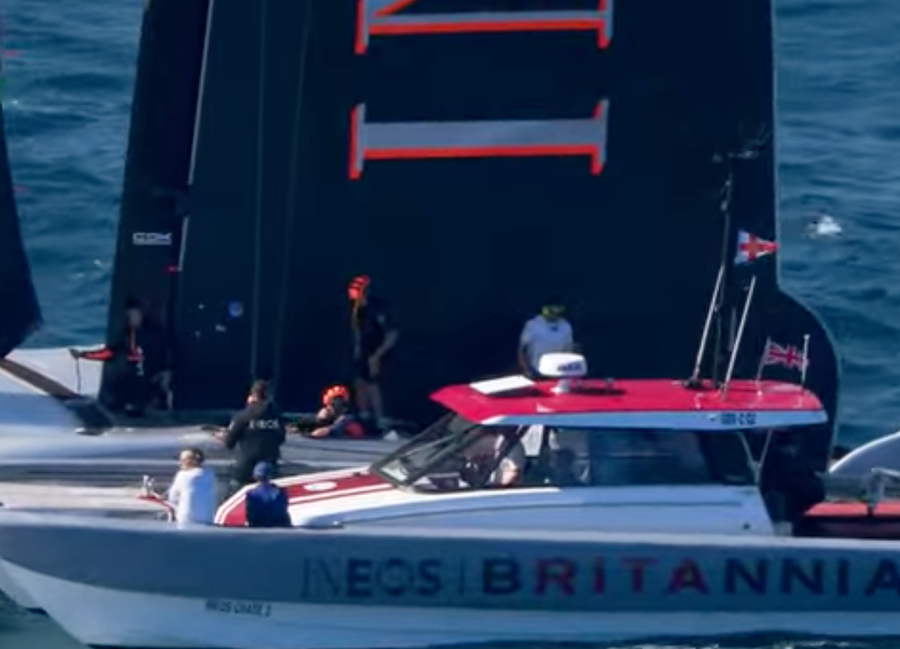 Support boat now alongside INEOS to do a Gib Fix