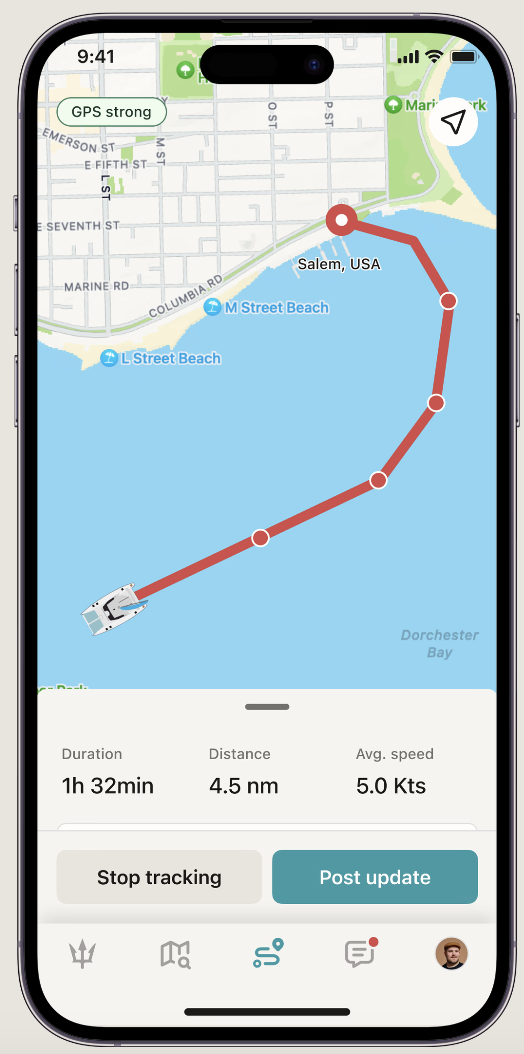 Live locations, real connections<br />- See your friends live locations<br />- See the fun stuff AIS can’t show you<br />- Hail nearby boaters based on your filters