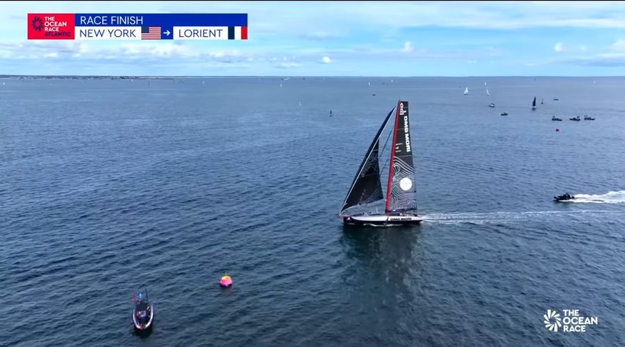 The winner, United by the Ocean, crosses the line.