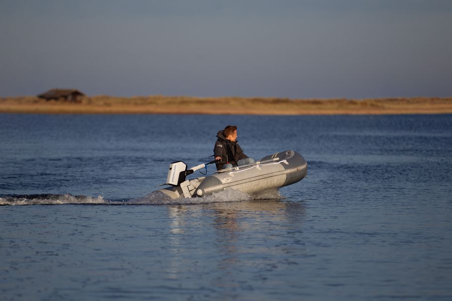 Spirit 2 electric outboard in use on the water.