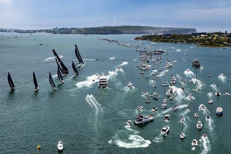 Start Rolex Sydney Hobart 2023 Credit- Rolex Sydney Hobart Andrea Francolini (aerial) on Facebook