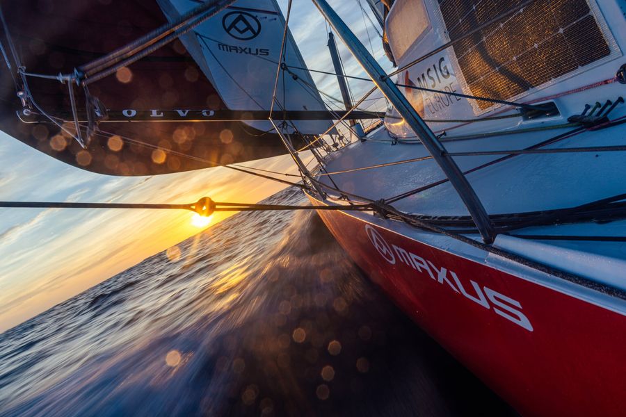 Sunrise colours in motion. The Ocean Race Atlantic, on board MSIG Europe