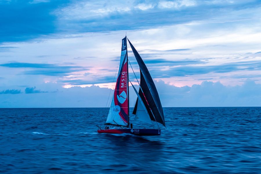 The Aotearoa Ocean Racing boat sailing into a nice evening