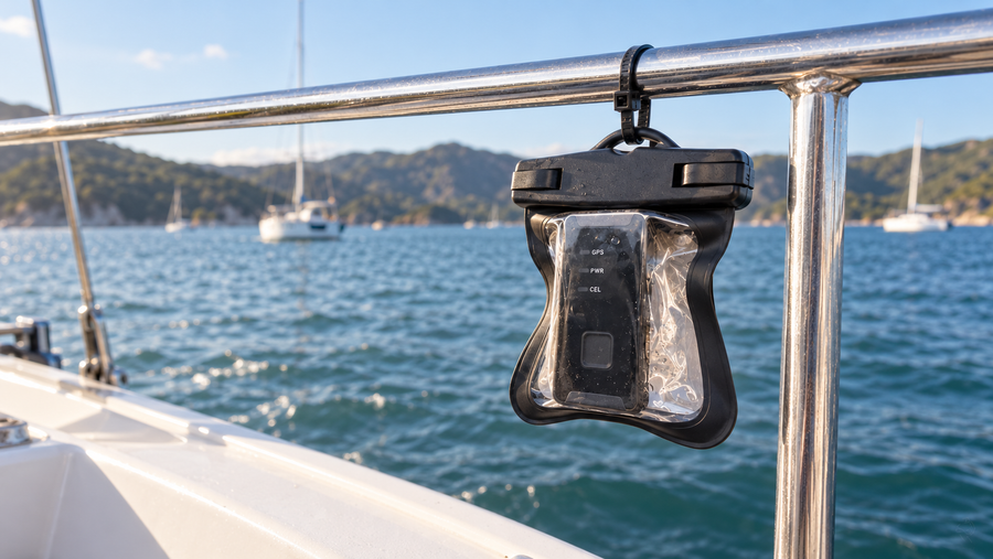 The AquaGPS RX race tracker can be placed anywhere on the boat, or any vessel. The unit provides event tracking & reporting to the second