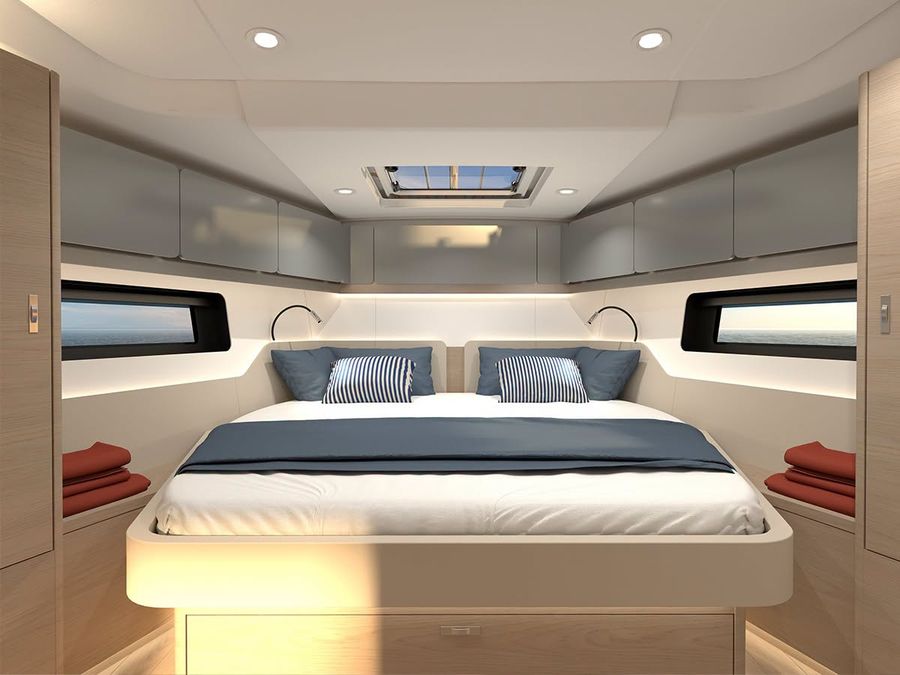 The Hanse 461's main cabin.