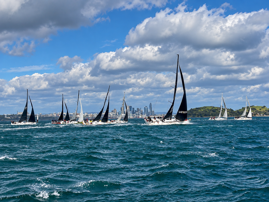 The fleet starts the 2026 Sprint Regatta.