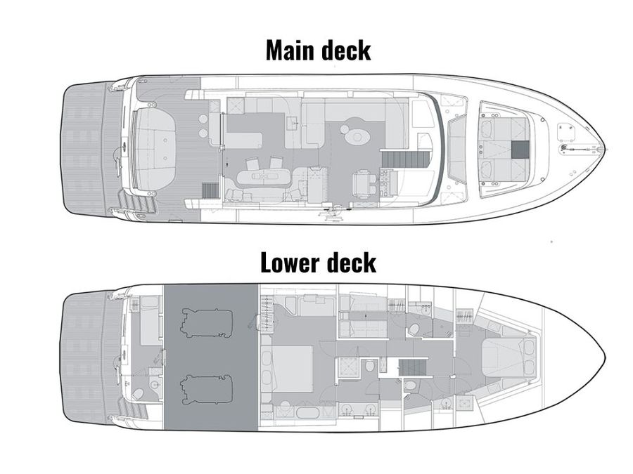 The main deck and lower deck of the CLB65 SUV