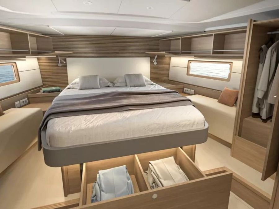 The Beneteau Oceanis 52's main cabin offers a lot of space and storage