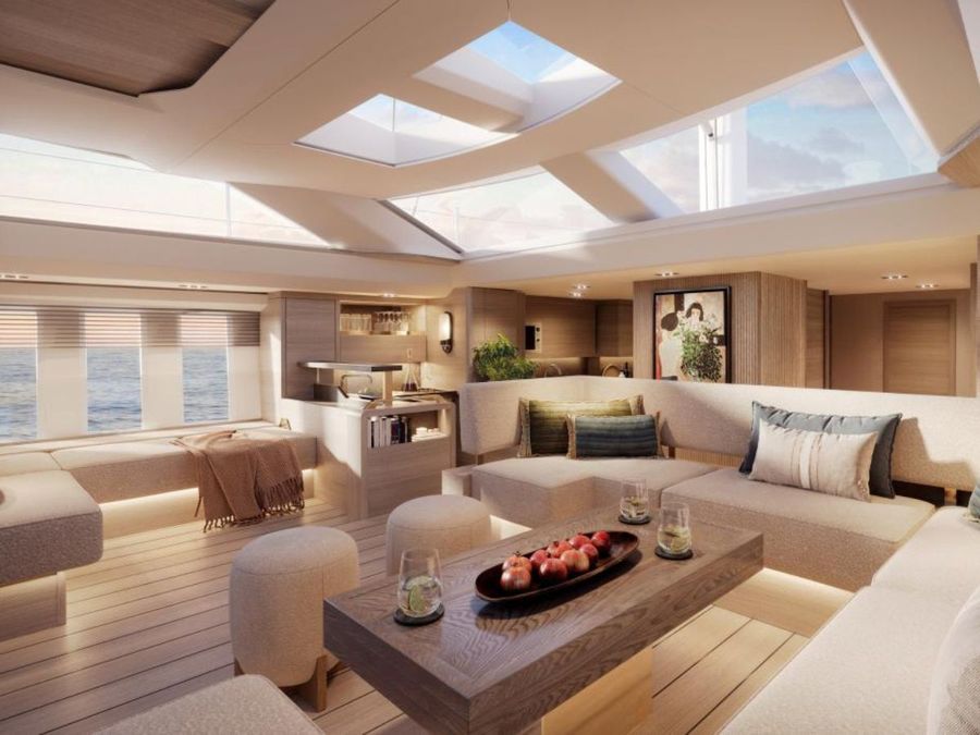 The Oyster 805's interior is modern and fresh