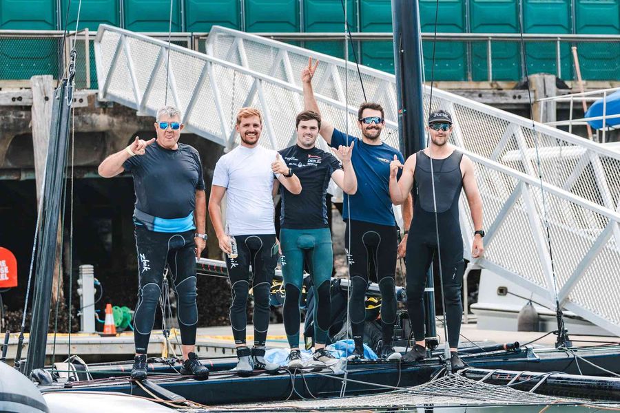 The crew of Frank Racing came first with Line Honours in the 2025 PIC Harbour Classic : Photo- Marcus Brummel : Live Sail Die (PIC Harbour Classic - Facebook)