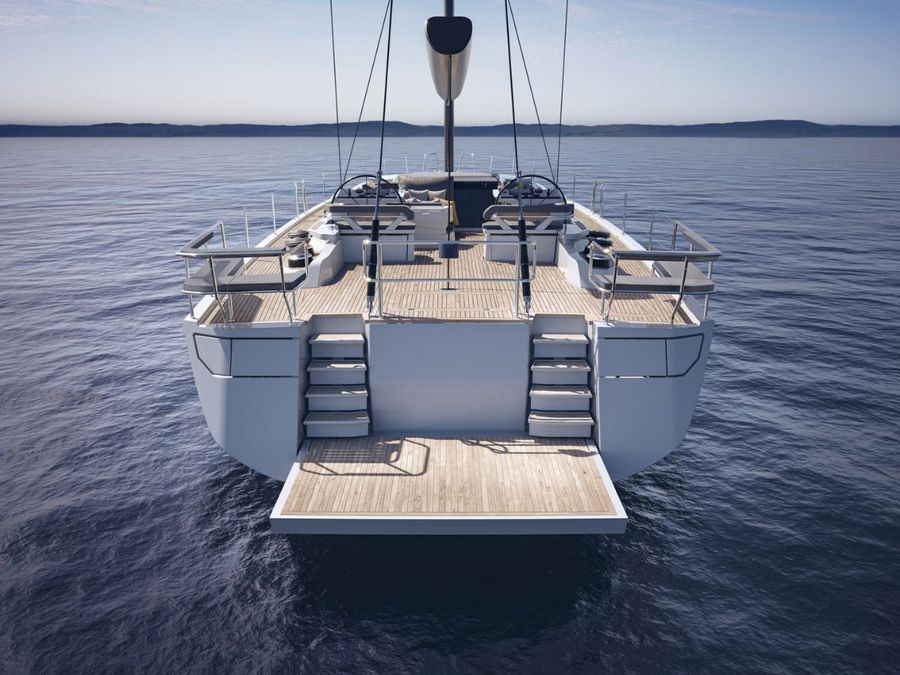 The superyacht-inspired twin-access bathing platform provides the perfect launchpad for watersports, dock and tender access, or enjoying sundowners at anchor