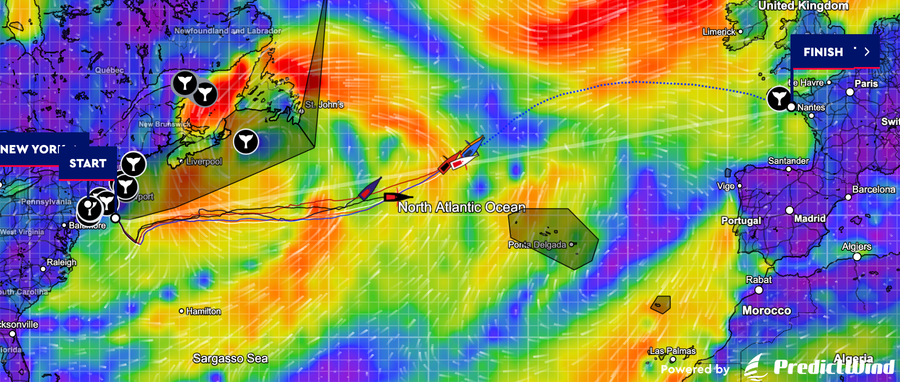Todays race locations with wind overlay